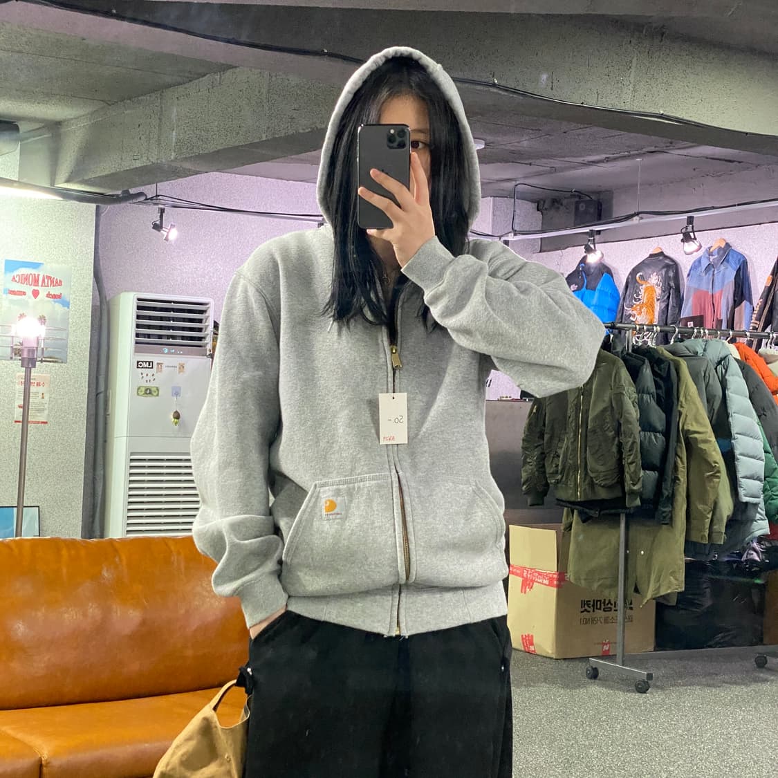 칼하트 미드웨이트 그레이 후드집업 B3629 상품이미지1