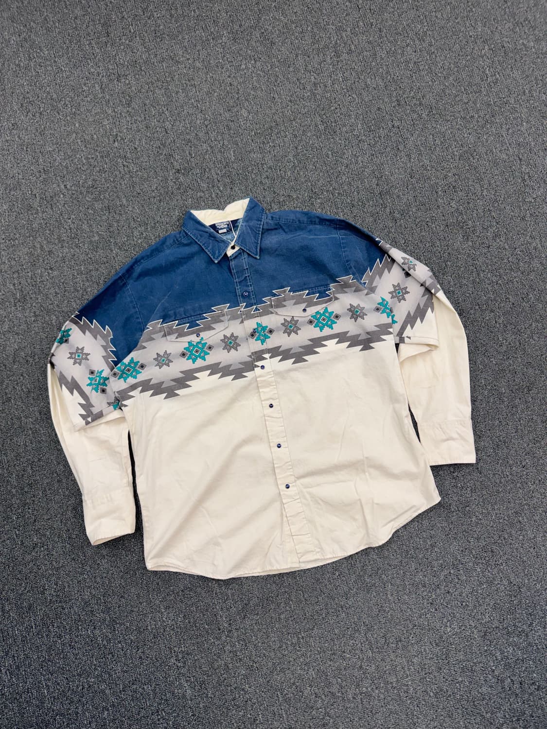 OS)BROIKS&DOWN 빈티지 나바호 패턴 투톤 셔츠 상품이미지2