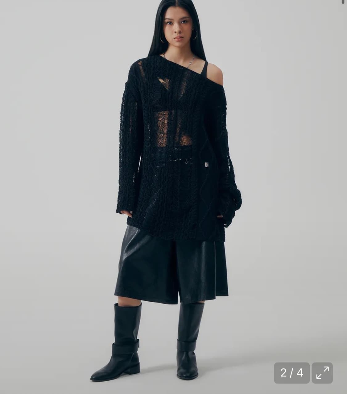 Mix Damage Twist Knit [Black ] 새상품 상품이미지1