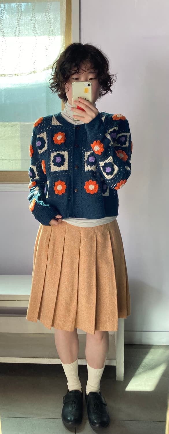 일본진티지) 꽃 뜨개 가디건 상품이미지2