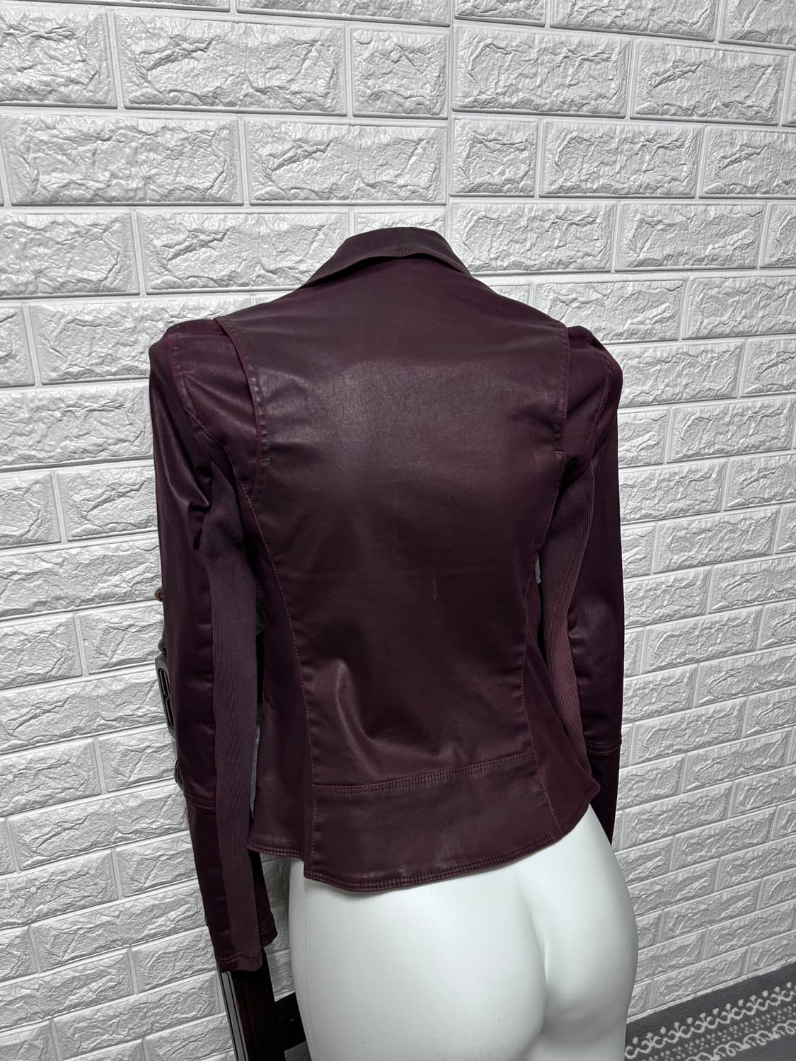 아르마니 코티드 버건디 라이더 자켓 상품이미지6