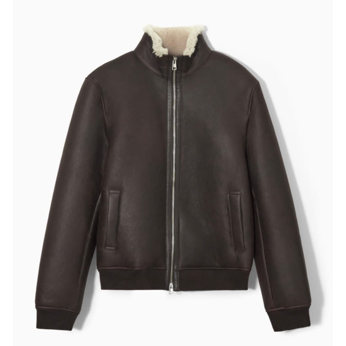 Cos 시어링 보머 재킷 무스탕 다크 브라운 S 상품이미지1