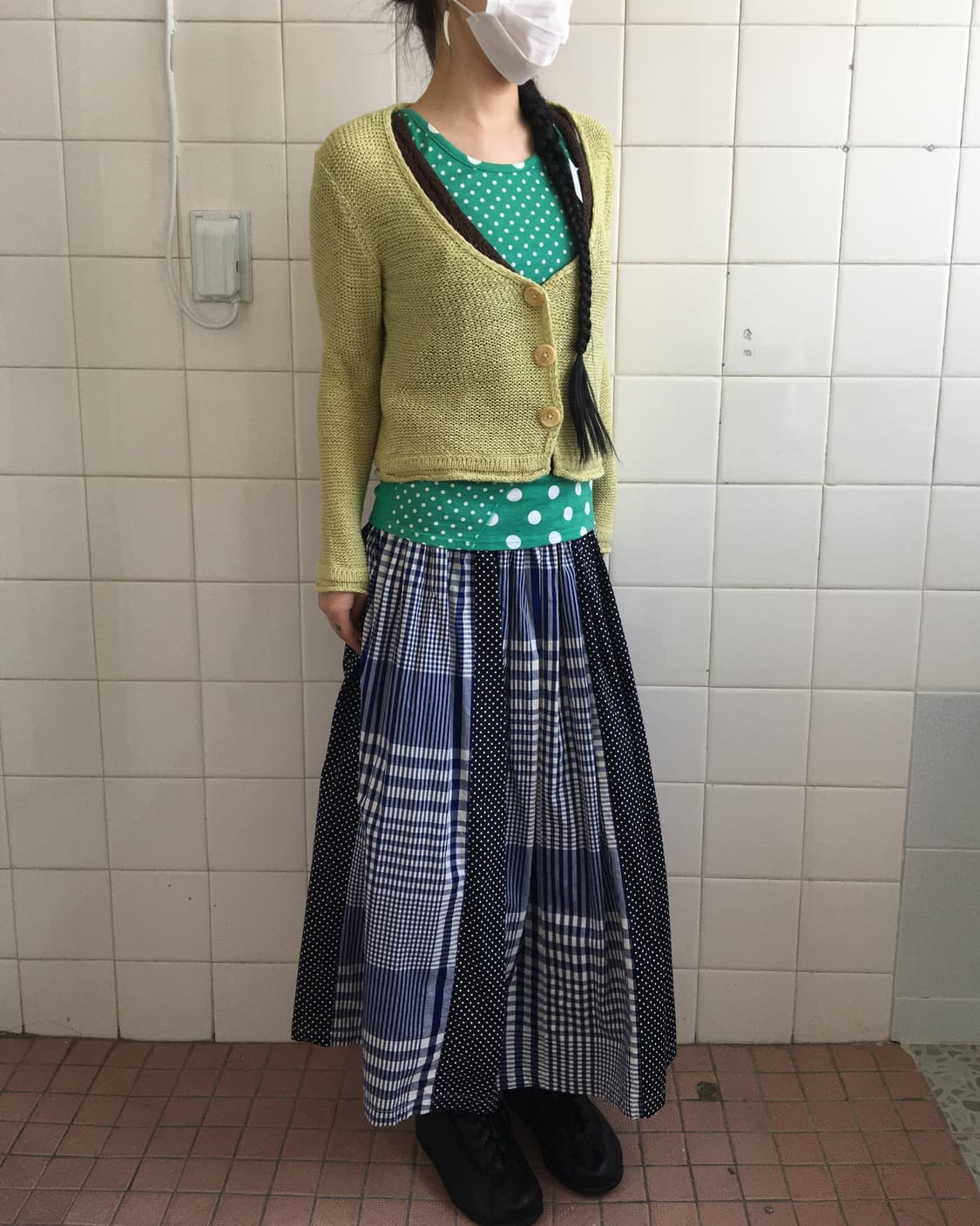 Check dot pattern mixed skirt 상품이미지4