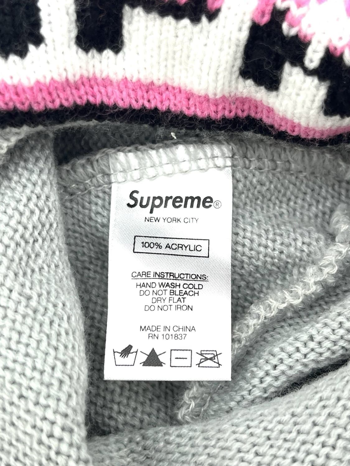 20FW 슈프림 더블 로고 페이스마스크 비니 그레이 핑크 상품이미지6