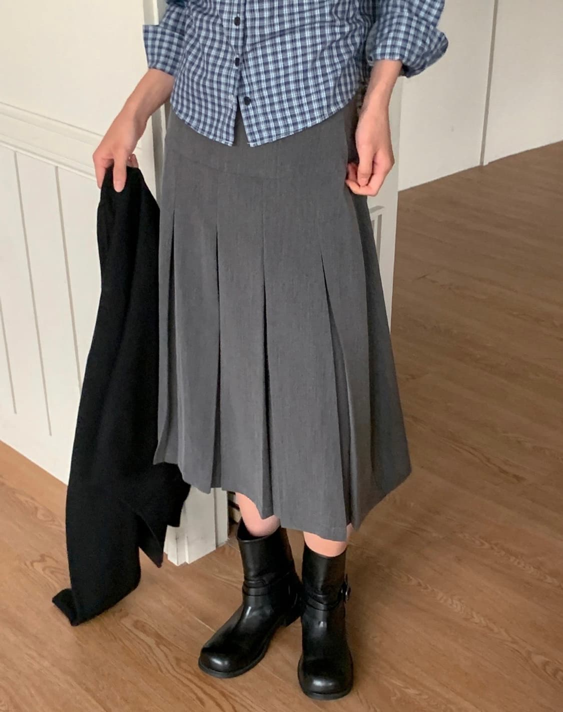 -ˋˏ 플리츠 미디 스커트 ˎˊ- 상품이미지3