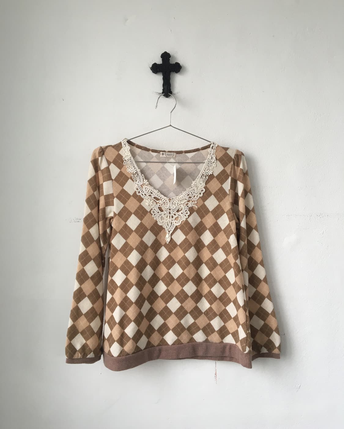 Lace point argyle pattern knit 상품이미지2