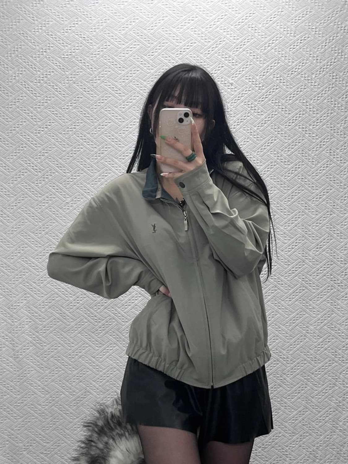 입생로랑 빈티지 시크 90's 폴리쉘 블루종 자켓 100 C09226 상품이미지1