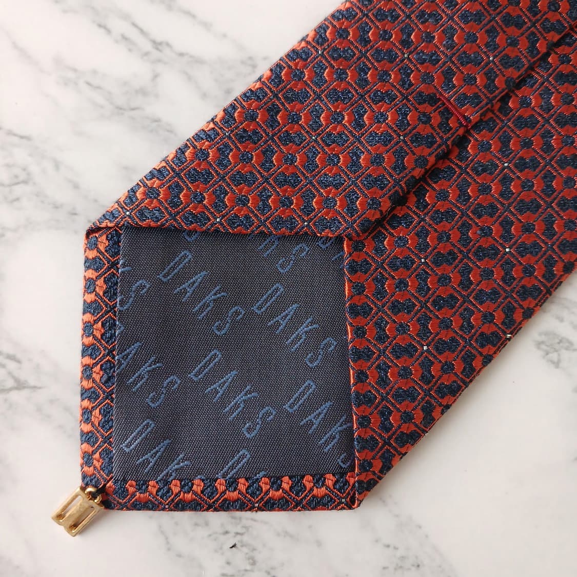 DAKS 닥스 넥타이 네이비 오렌지 패턴 S~A+등급 E896
 상품이미지7