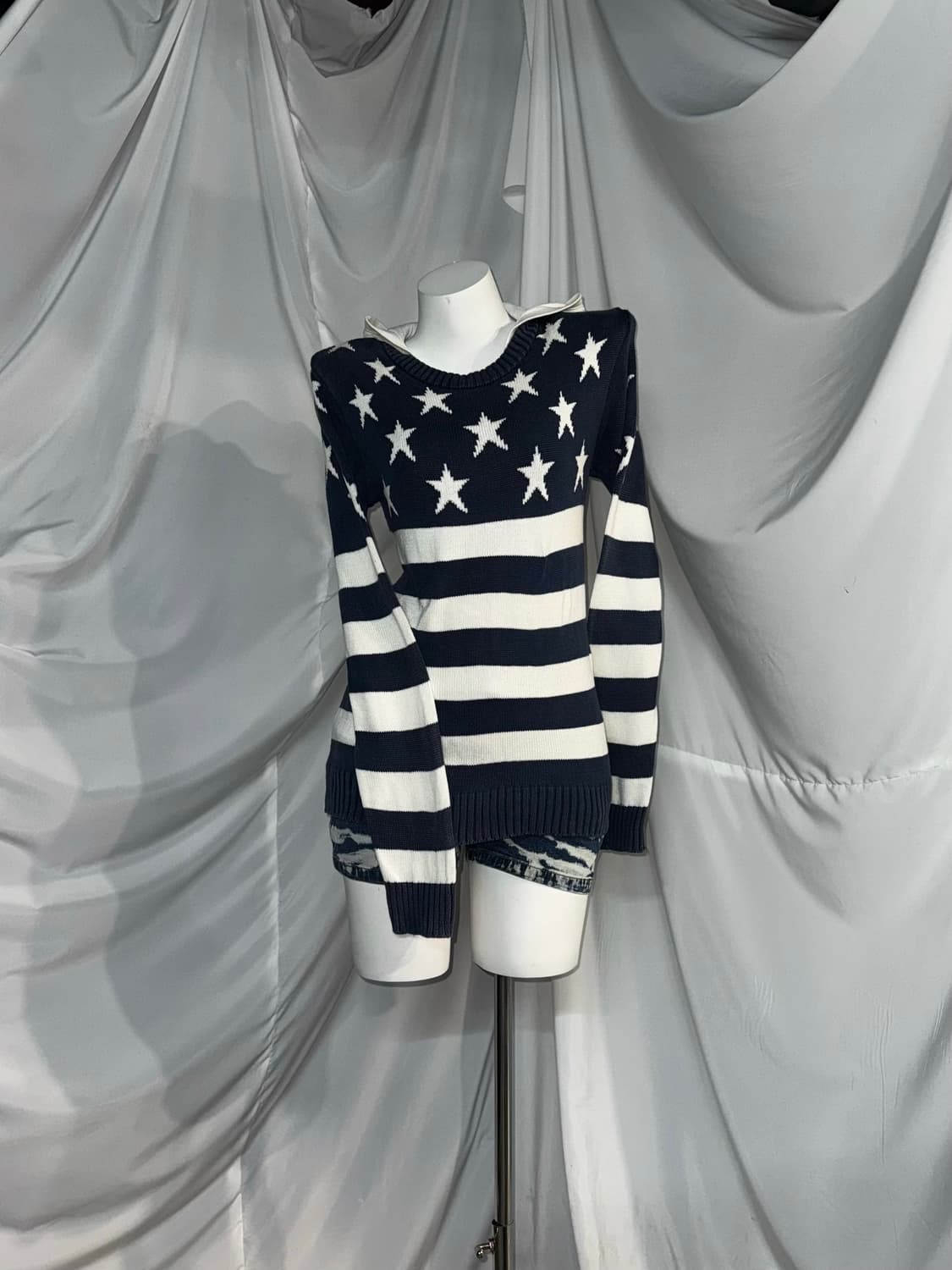 네이비 키치 펑투케 레오파드 코디세트 상품이미지4