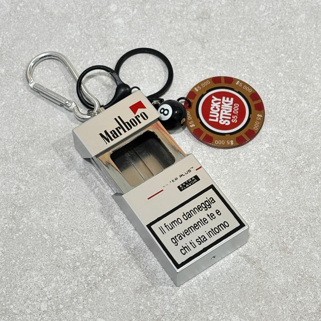 Oribell 말보루 재떨이 스틸 케이스 럭키스트라이크 칩 키링 열쇠고리 상품이미지3