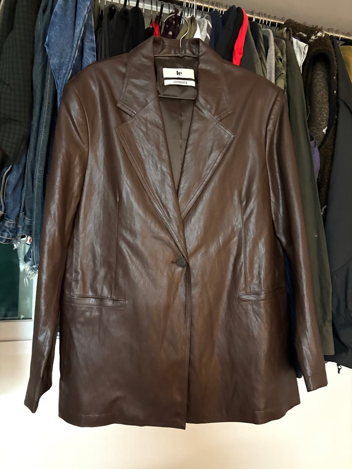 르 Faux leather over-fit blazer (brown) 상품이미지1