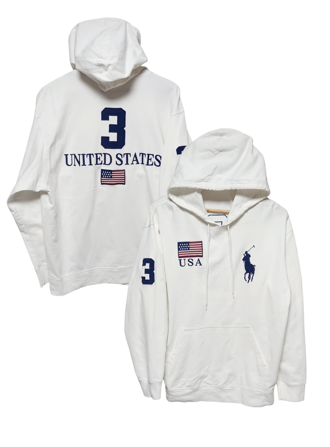 폴로 랄프로렌 빅포니 USA 성조기 화이트 후드티 상품이미지1