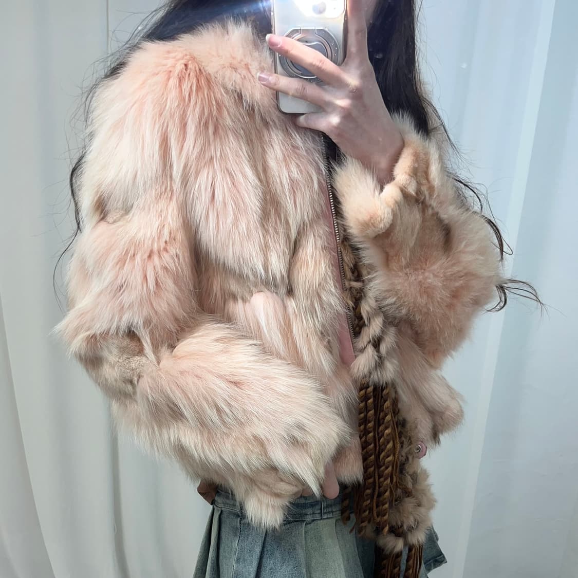 핑크 폭스 퍼 자켓 상품이미지4