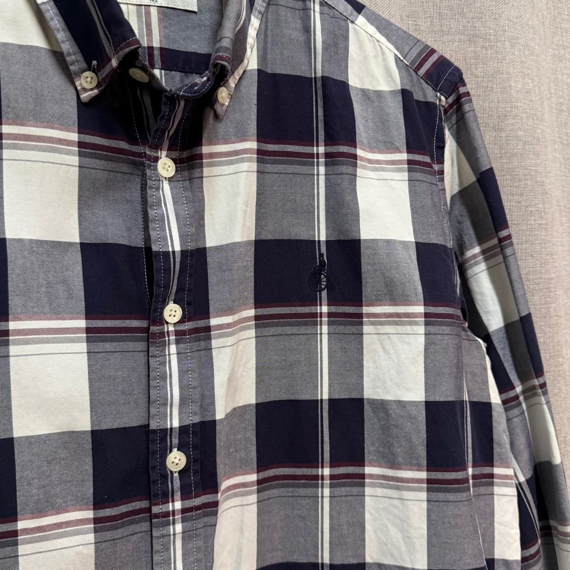 [105] 빈폴 네이비 체크 긴팔 셔츠 남방 상품이미지4
