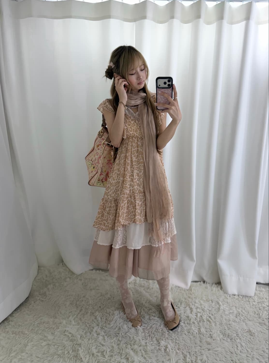 레오파드 히메 세미 갸루 핑크 니혼진 코디세트 상품이미지2