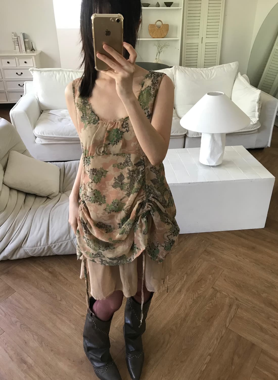 vintage pattern string one-piece 상품이미지2