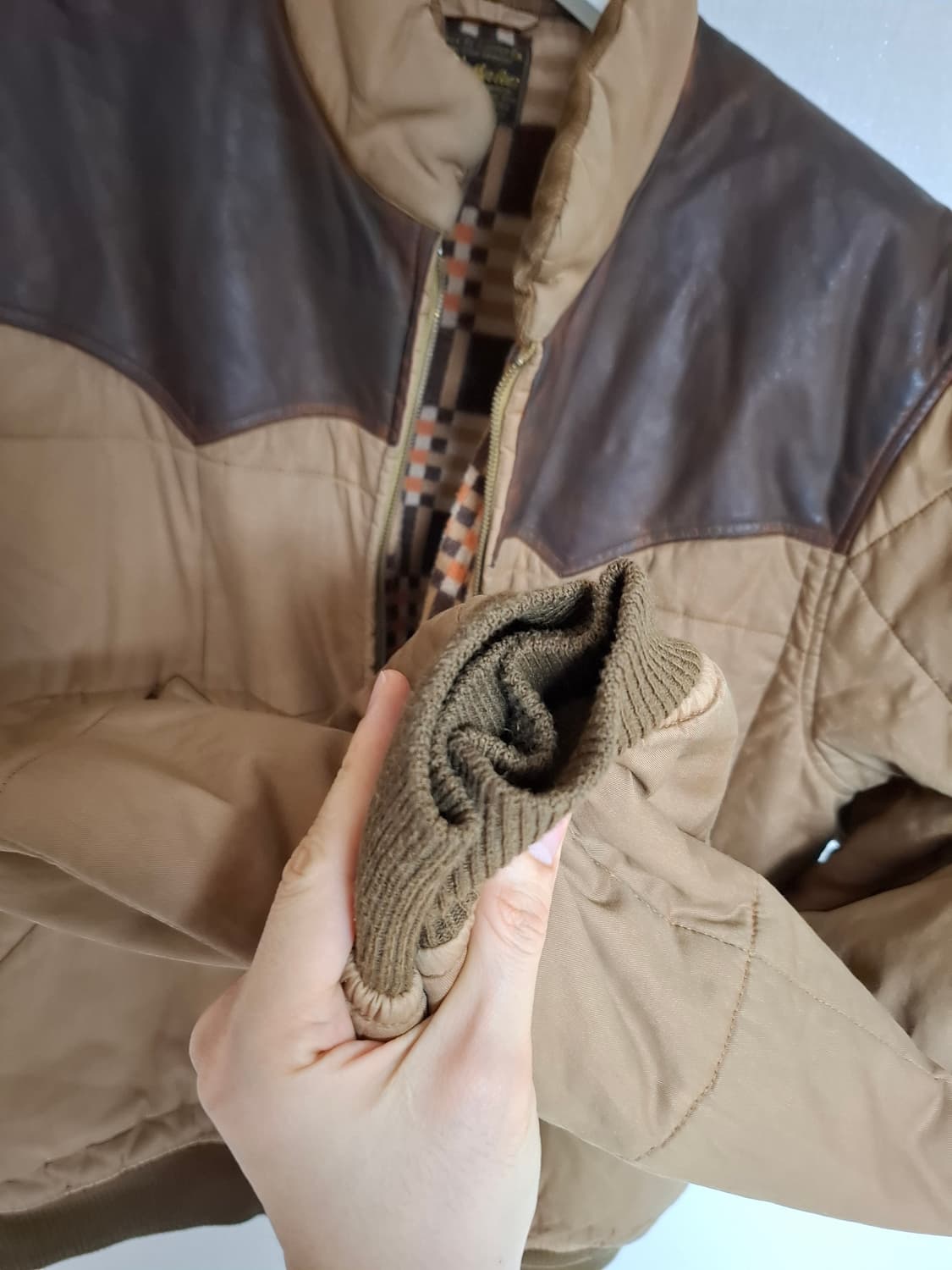 XL 더블알엘 레더 요크 패딩 퀼팅 자켓 상품이미지8