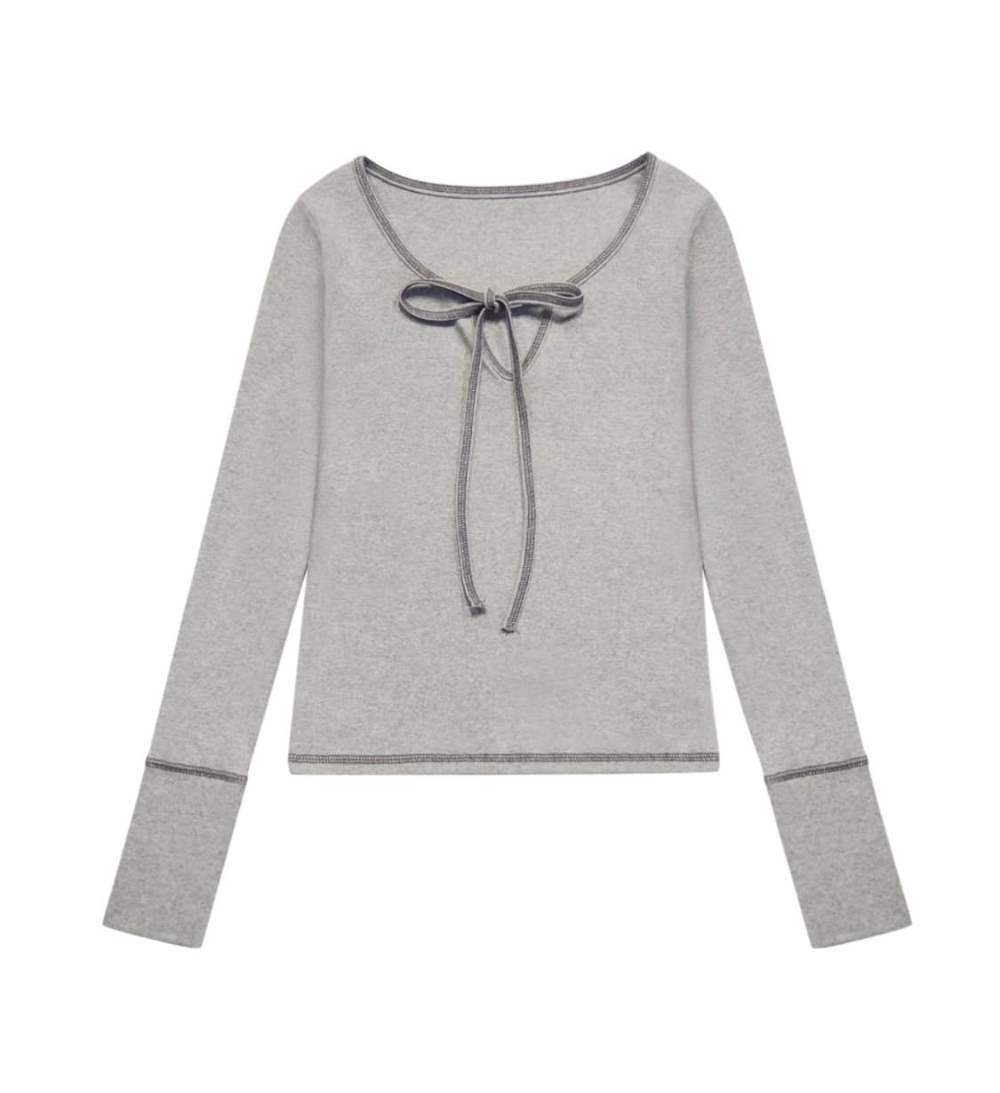 mireco 미레코 STITCH RIBBON T GREY 상품이미지3
