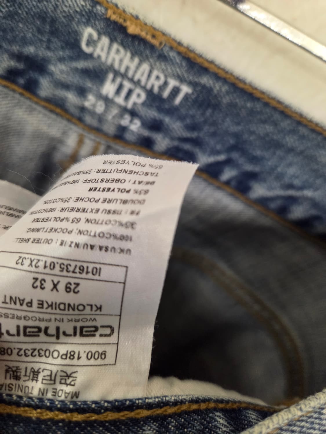 칼하트 WIP 클론다이크 팬츠 29x32 연청 데님 상품이미지5