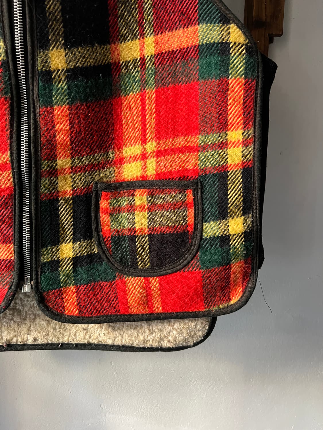 [S]90's USA 빈티지 쉐르파 라이닝 체크 울 베스트 상품이미지3