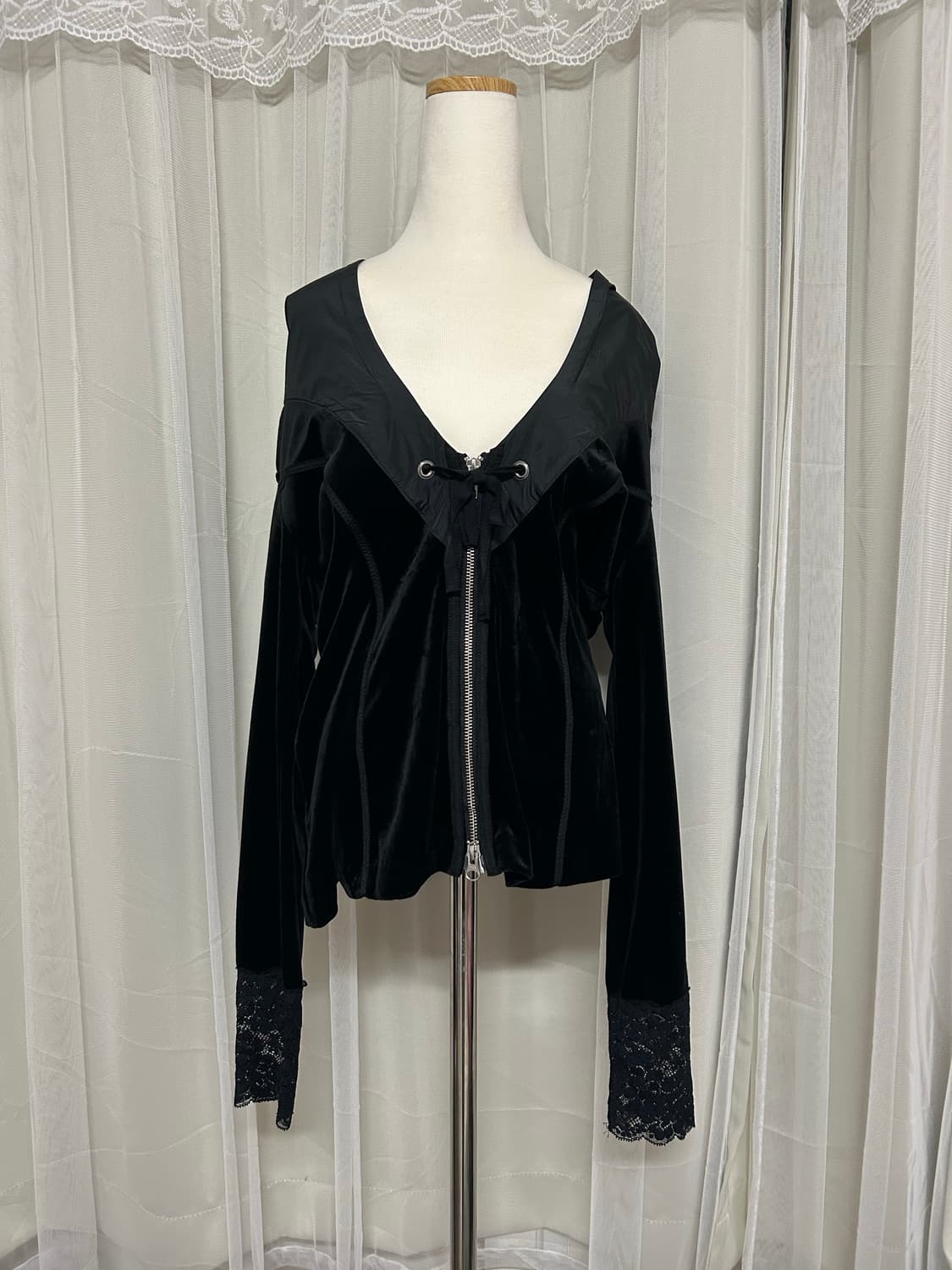 고딕 고스펑크 레이스 후드집업 자켓  상품이미지1