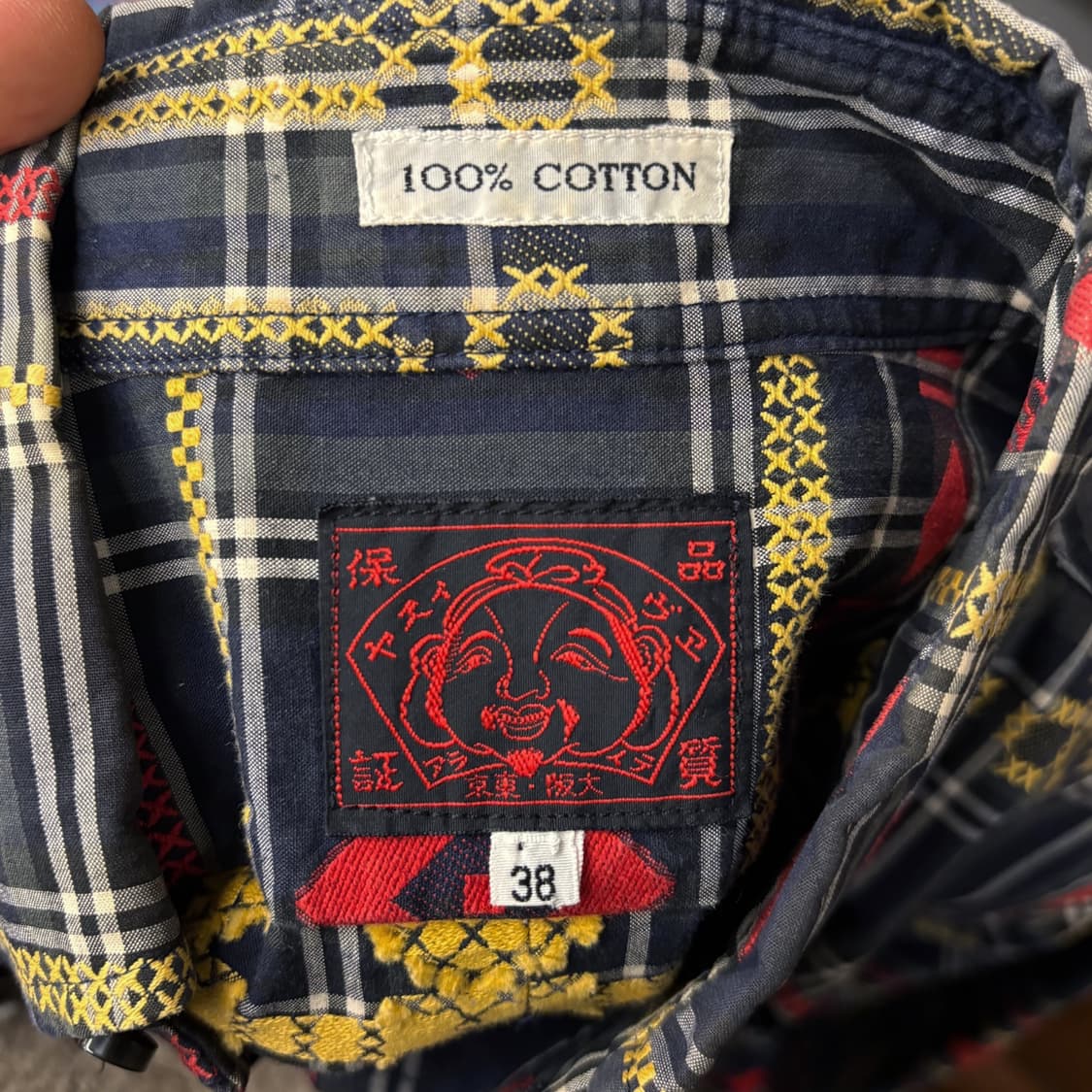 90s 에비수 엠브로이드 패턴 타탄체크 캐주얼 셔츠 N517 상품이미지6