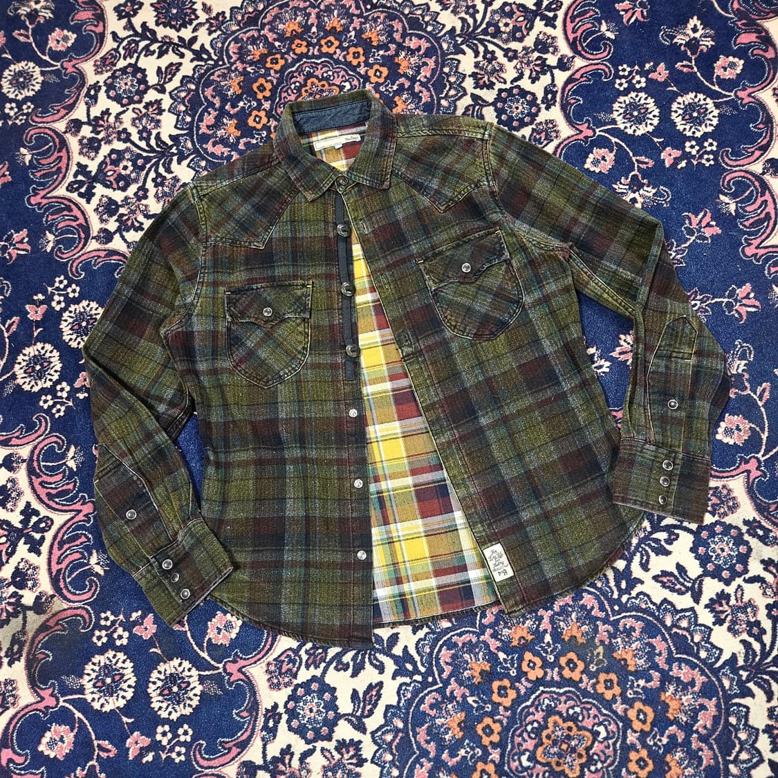 Oil Cake in Japan 빈티지 웨스턴 체크 배색 셔츠 M 상품이미지1