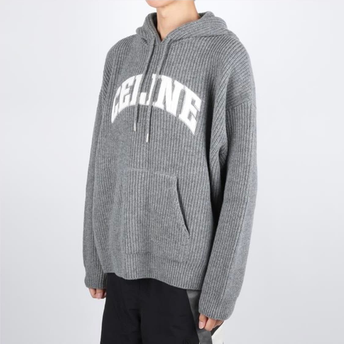 [S급/L] 셀린느 울 리브드 니트 후드티 그레이 상품이미지7