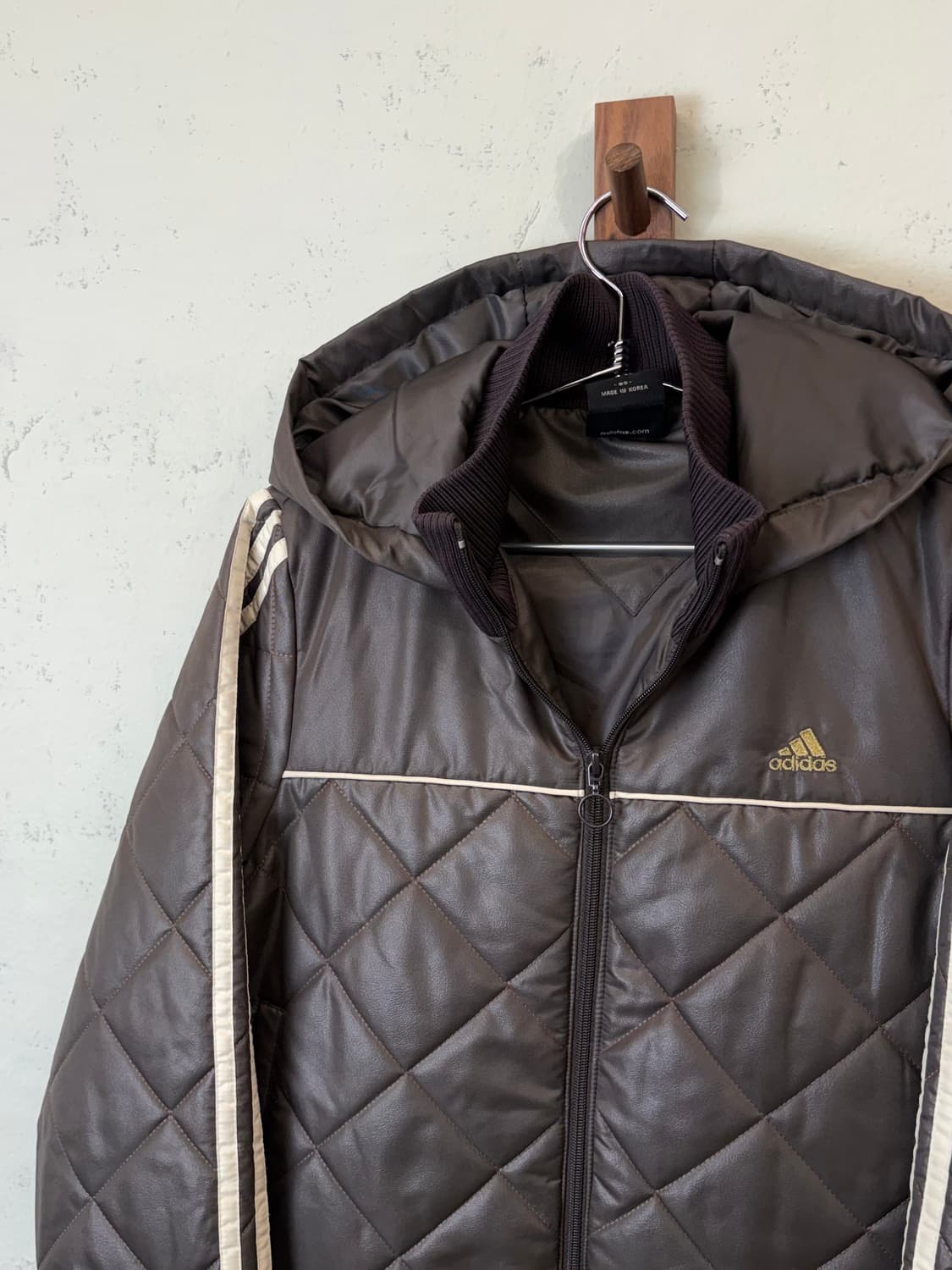 아디다스 빈티지 브라운 숏 후드 패딩 상품이미지6