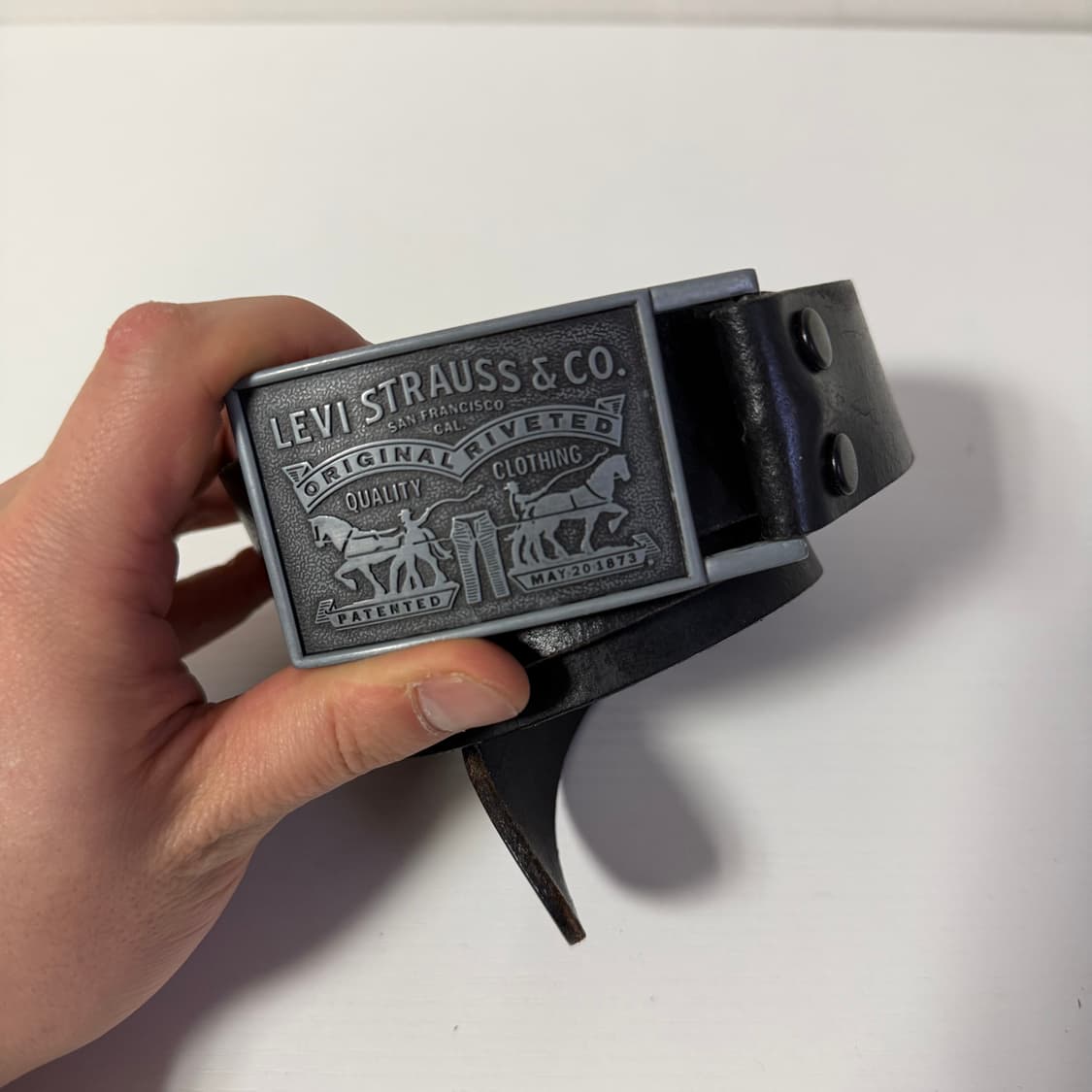 리바이스 빈티지 실버 버클 가죽 벨트 상품이미지2