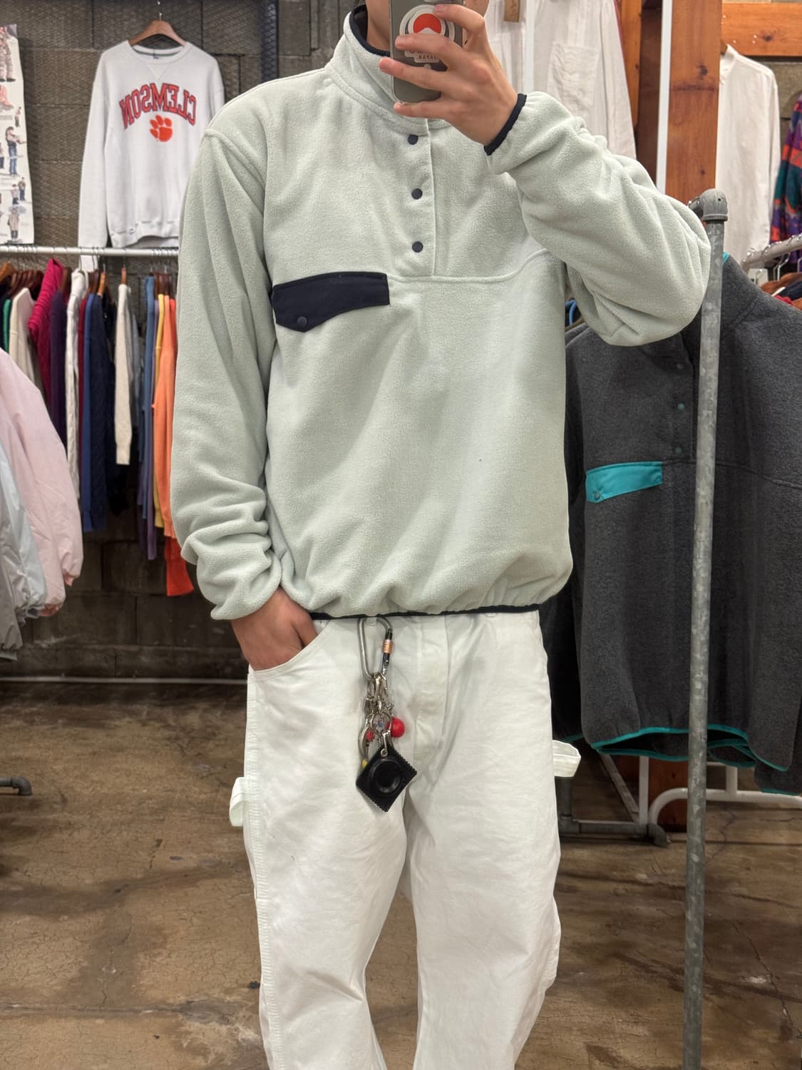 (새상품) 빈티지 아웃도어 플리스 스냅티 상품이미지3