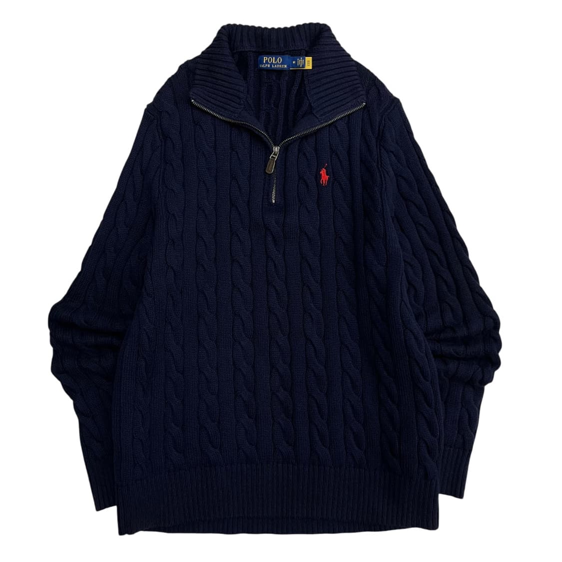 폴로 랄프로렌 레드포니 네이비 꽈배기 니트집업 M 상품이미지2