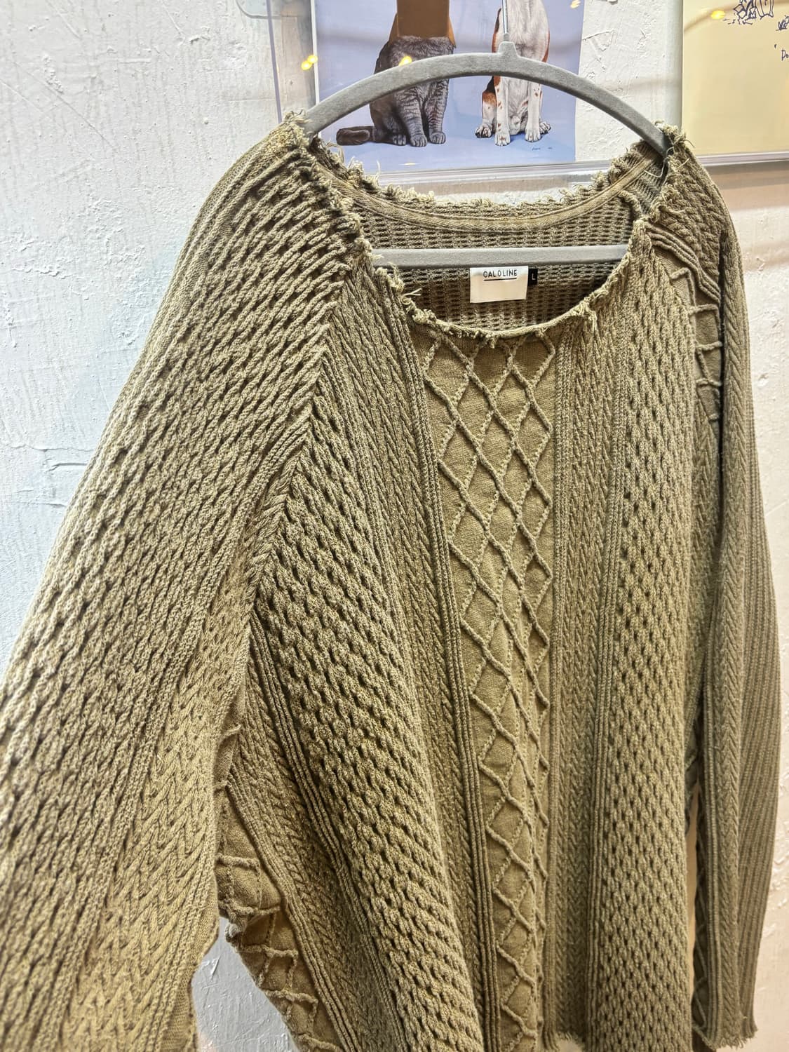CAL O LINE 케이블 자카드 컷오프 니트  상품이미지3