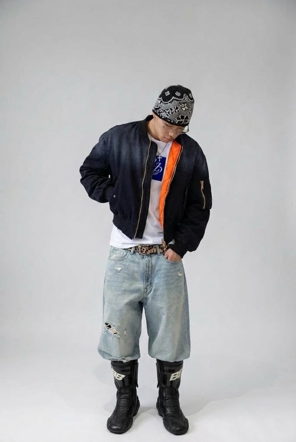 그레일즈 빈티지 왁시드 그라데이션 봄버자켓 상품이미지1