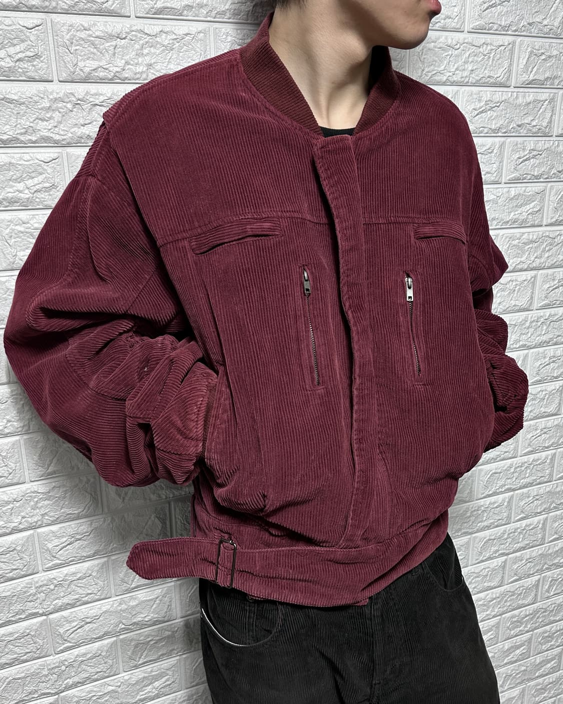 와인 버건디 코듀로이 봄버 자켓 상품이미지4