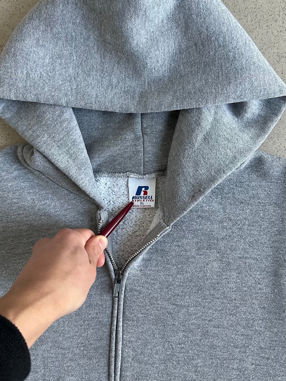 00s 빈티지 러셀 후드집업 그레이 XL 상품이미지6