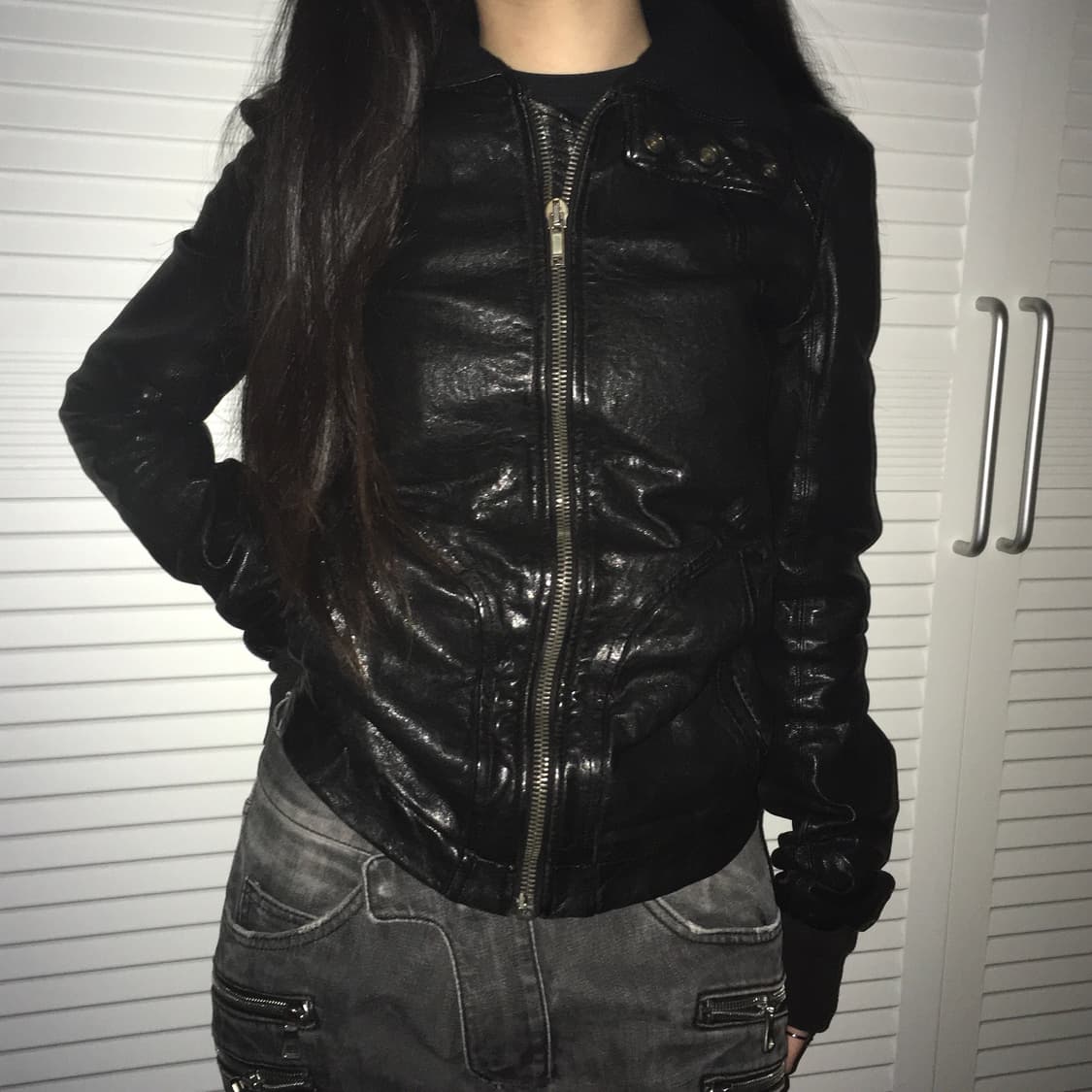 Rick Owens Intarsia High Neck 레더자켓 상품이미지1