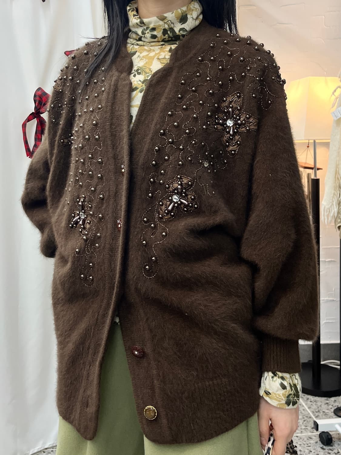 deep brown beads cardigan 상품이미지5