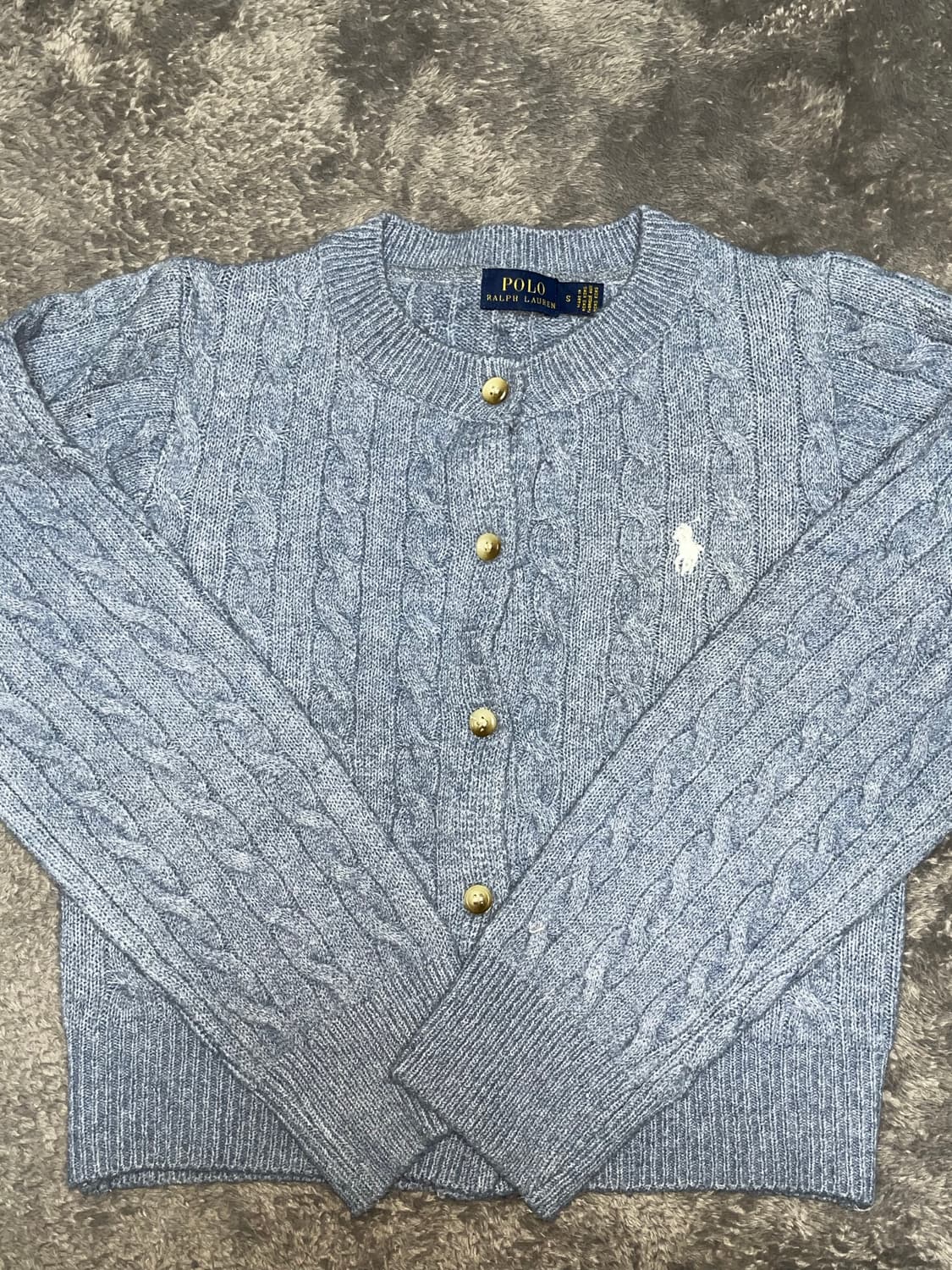 폴로 케이블 니트 가디건 파스텔블루 상품이미지1