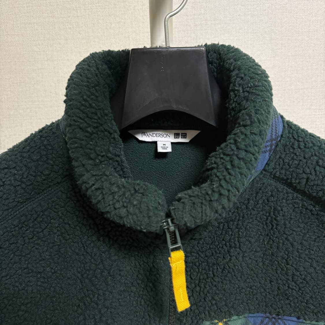 유니클로 X JW앤더슨 체크 포켓 플리스 / 그린, M 상품이미지4