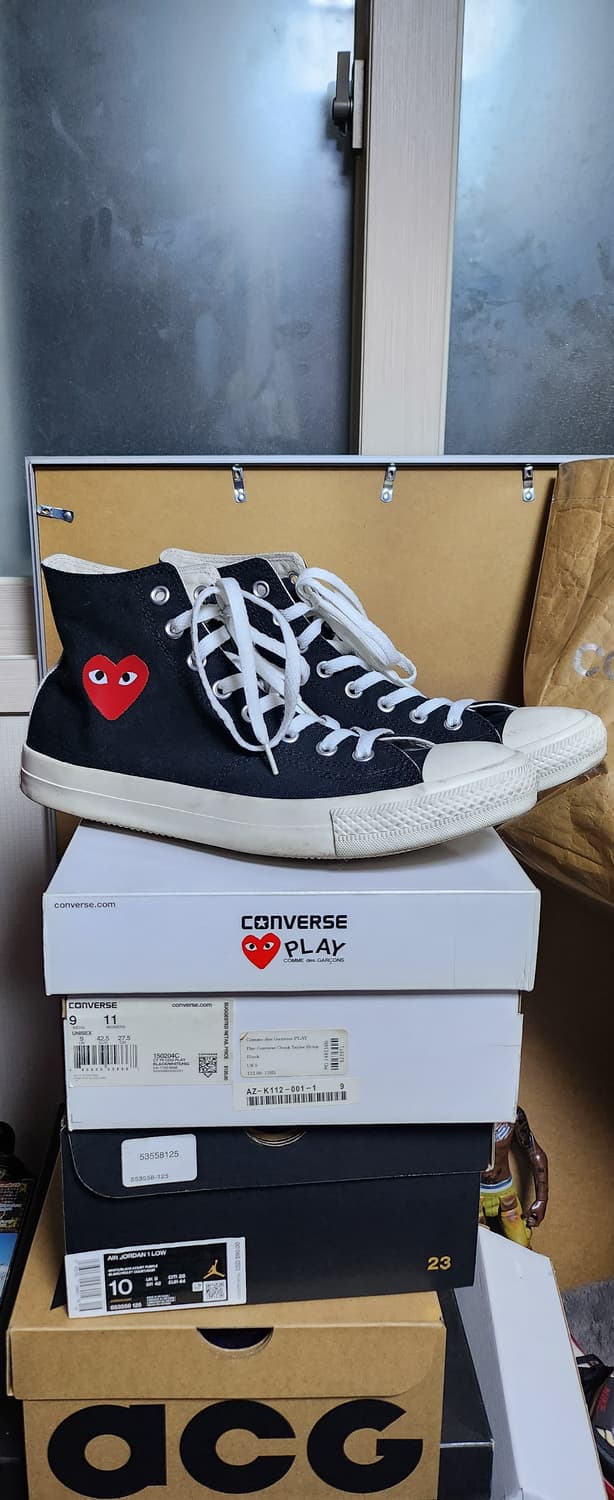 [275] 꼼데가르송 플레이 컨버스 하이 블랙 빅하트 CDG 상품이미지1