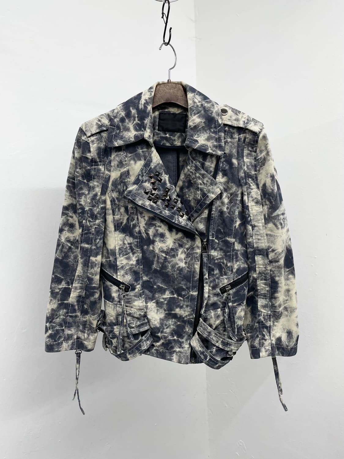 락시크 워싱 스터드 디테일 라이더자켓 상품이미지5