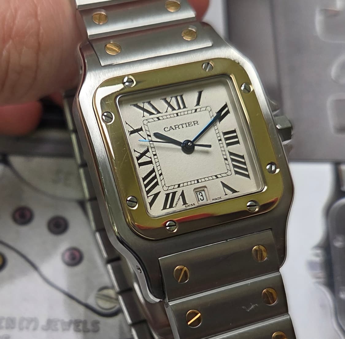 까르띠에 산토스 갈베 후기형 Ref.1566 18K콤비 쿼츠 남성용 (감 상품이미지1