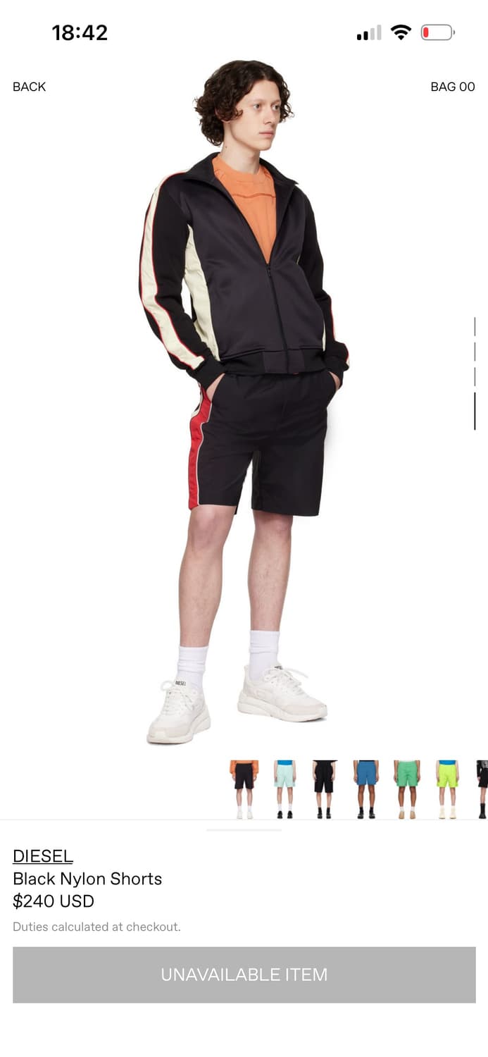 Diesel 디젤 블랙 나일론 쇼츠 XS 상품이미지3