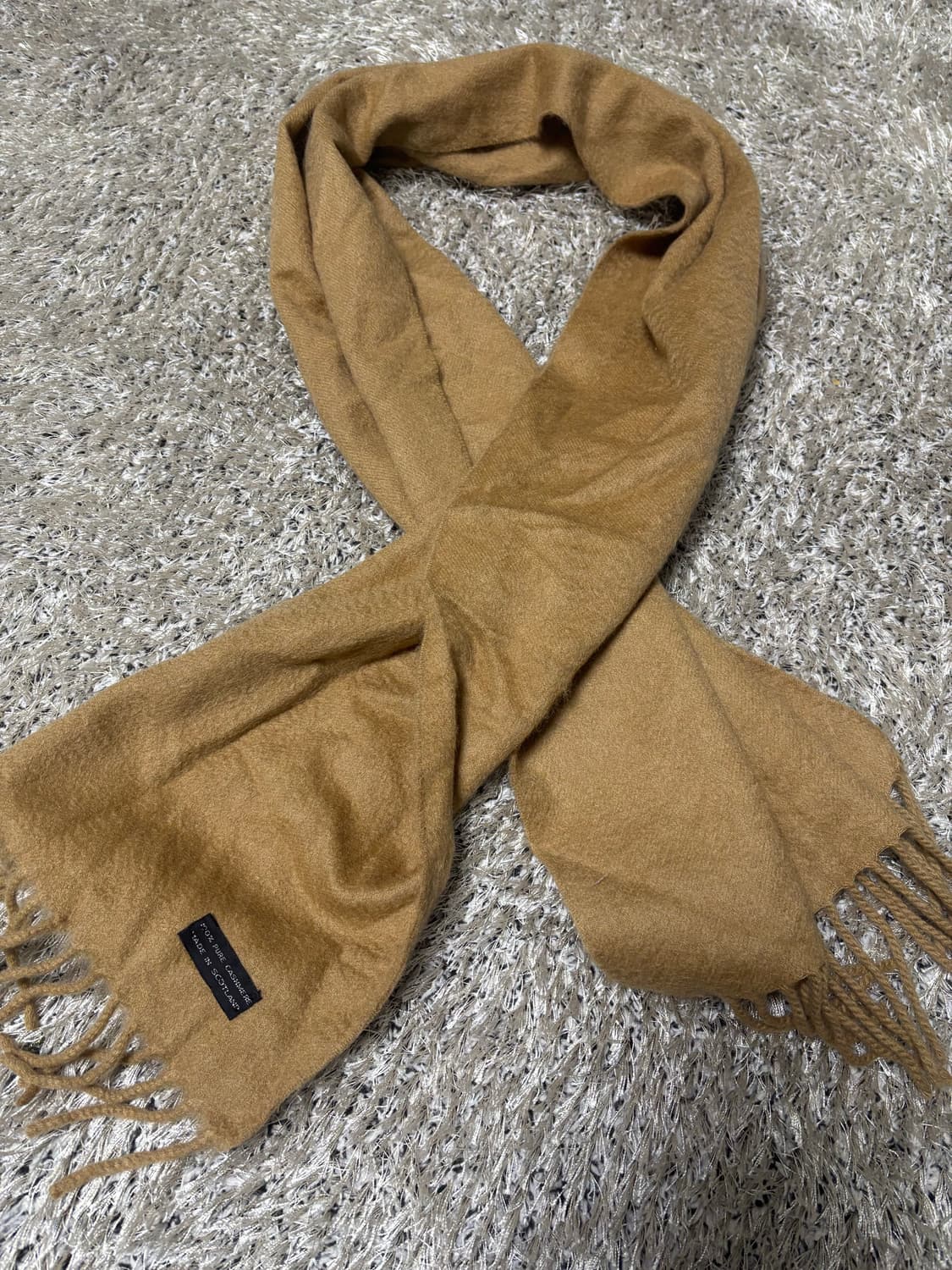 스코틀랜드제 베이지 100프로 캐시미어 목도리 상품이미지1