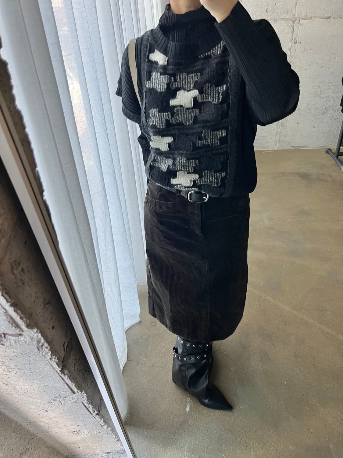 Hiroko Bis 히로코비스 텍스쳐 블락 니트 탑 상품이미지7