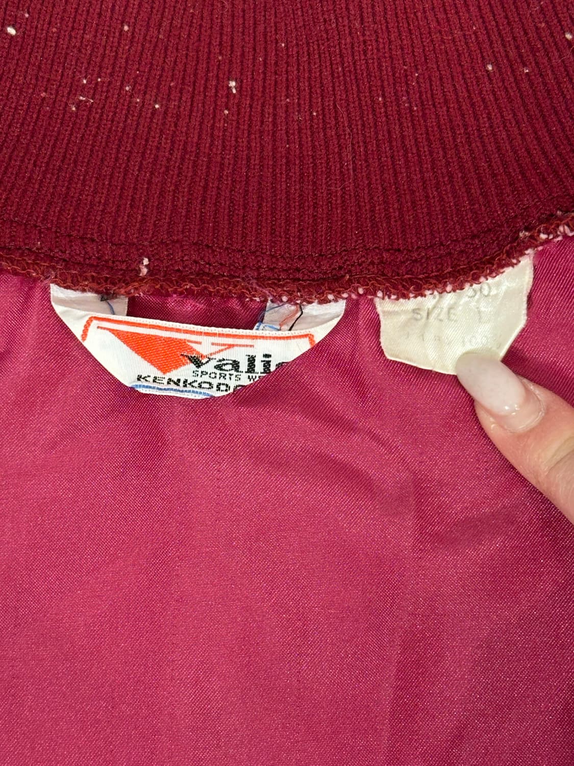 일본 빈티지 버건디 화이트 올드스쿨 스카잔 바시티 자켓 L 상품이미지7