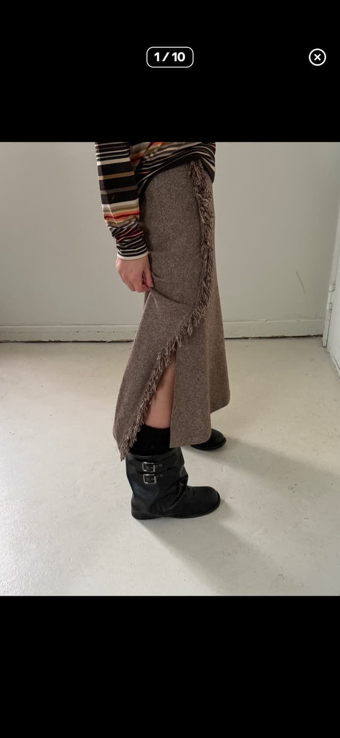 울 프린지 롱스커트 상품이미지1