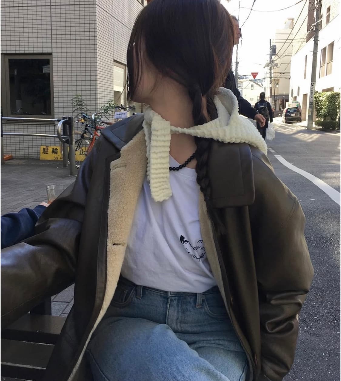 바이무드 하프레더 무스탕 브라운 구버전 상품이미지2