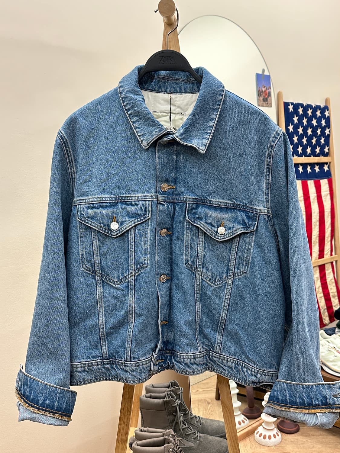 [새제품] 자라 x 나누시카 빈티지 데님 트러커 자켓 XL 상품이미지1